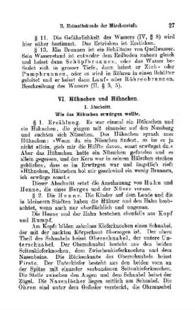 Heimathskunde der Märchenstufe: VI. Hühnchen und Hähnchen