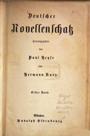 Deutscher Novellenschatz, 1