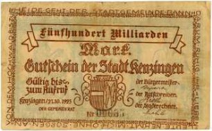 Geldschein / Notgeld, 500 Milliarden Mark, 27.10.1923