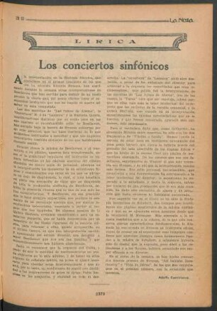 Lírica : Los conciertos sinfónicos