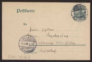 Schreiben an Hermann Muthesius (Postkarte)