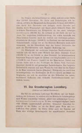 VII. Das Grossherzogtum Luxemburg
