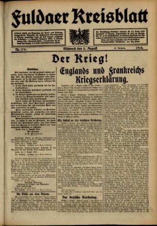 Ausgabe vom Mittwoch, den 05. August 1914.