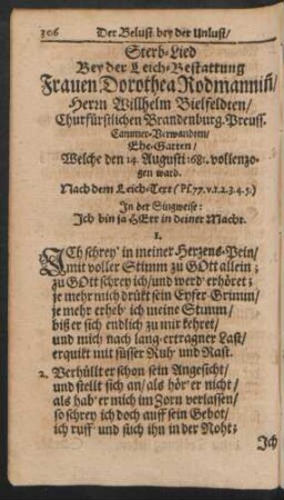 Sterb-Lied Bey der Leich-Bestattung Frauen Dorothea Rodmannin[n]/ Herrn Willhelm Bielfeldten ... Ehe-Gatten ...