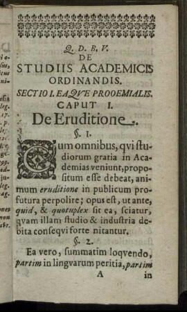 Sectio I. Eaque Prooemialis.