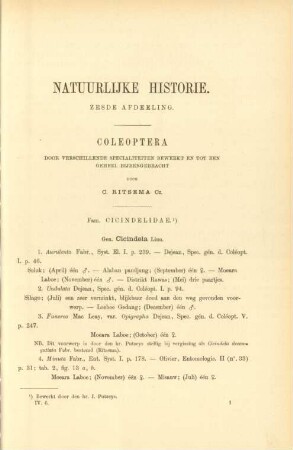 Zesde afdeeling. - Coleoptera