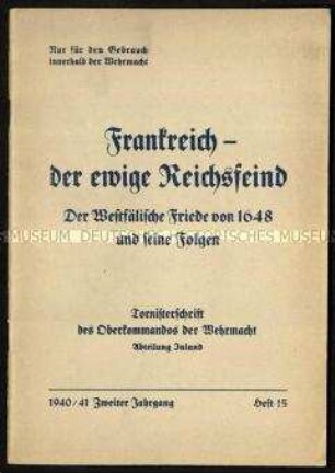 Nationalsozialistische Schrift über den Westfälischen Frieden und seine Auswirkungen auf Deutschland