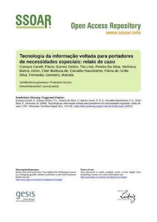 Tecnologia da informação voltada para portadores de necessidades especiais: relato de caso
