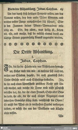 Die Dritte Abhandlung. I. Judas, Caiphas