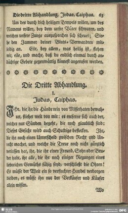 Die Dritte Abhandlung. I. Judas, Caiphas