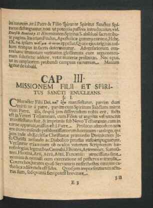 Cap. III. Missionem Filii Et Spiritus Sancti Enucleans.