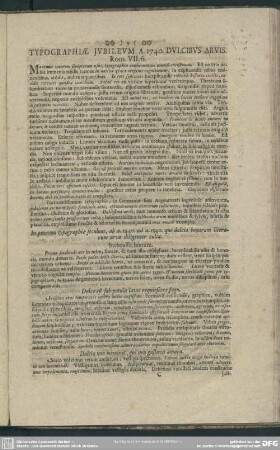 Typographiae Iubileum A. 1740. Dulcibus Arvis.