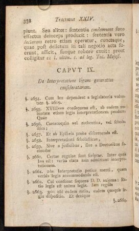 338-354, Caput IX. De Interpretatione legum generatim confideratarum. - Caput X. De legitima interpretatione quarundam legum specialium.