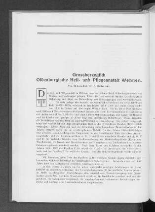 Grossherzoglich Oldenburgische Heil- und Pflegeanstalt Wehnen.