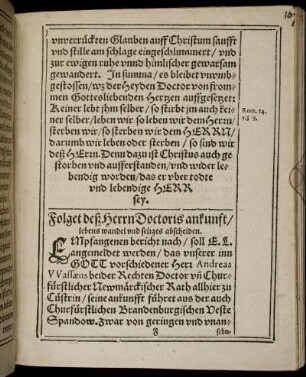 Folget deß Herrn Doctoris ankunft/ lebens wandel und seliges abscheiden.