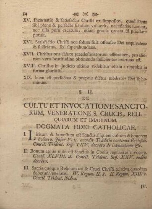 II. De cultu et invocatione sanctorum, veneratione s. crucis, reliquiarum et imaginum.