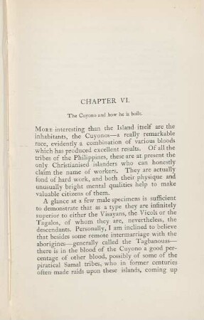 Chapter VI. The Cuyono and how he is built