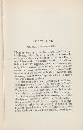 Chapter VI. The Cuyono and how he is built