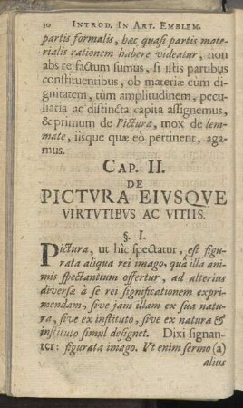 Cap. II. De pictvra eivsqve virtvtibvs ac vitiis