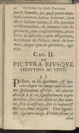 Cap. II. De pictvra eivsqve virtvtibvs ac vitiis