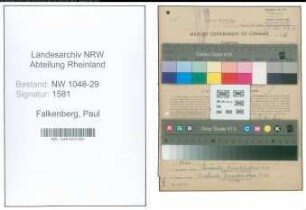 Entnazifizierung Paul Falkenberg , geb. 16.06.1895 (Beamter)