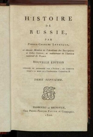 7: Histoire De Russie. Tome Septième