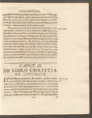 Caput III. De Libro Christianae Concordiae.