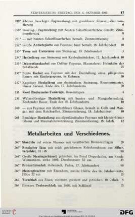 Metallarbeiten und Verschiedenes (Nr. 262-296)
