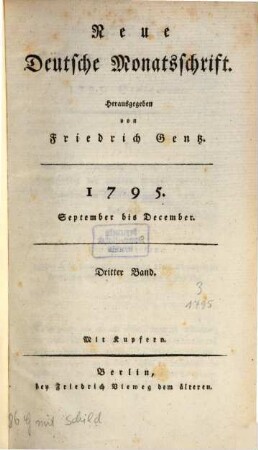 Neue deutsche Monatsschrift. 3. 1795
