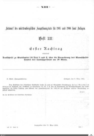 Hauptfinanzetat 1905-1906, Heft 13
