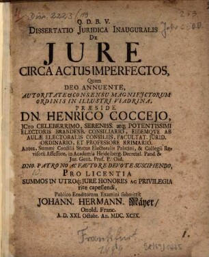 Diss. iur. inaug. de iure circa actus imperfectos