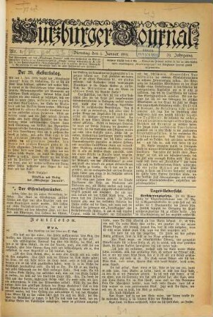 Würzburger Journal. 1884,1/6 = Jg. 29[!]