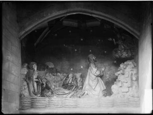 Stettfeld Katholische Kirche Sankt Marcellus Ölberggruppe an der Südseite des Turmes (um 1480)