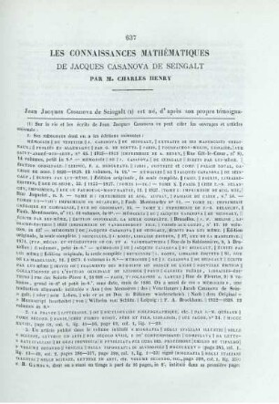 Les connaissances mathématiques de Jacques Casanova de Seingalt.