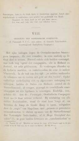 VIII. Oprigting der Oostindische Compagnie