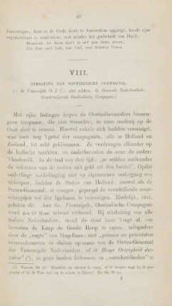 VIII. Oprigting der Oostindische Compagnie