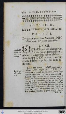 Sectio III. De Statibus Deo Dicatis.