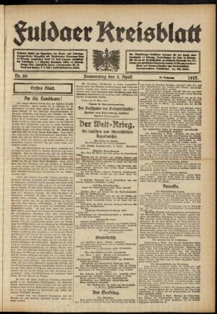 Erste Ausgabe vom Donnerstag, den 05. April 1917.