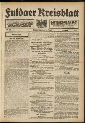 Erste Ausgabe vom Donnerstag, den 05. April 1917.
