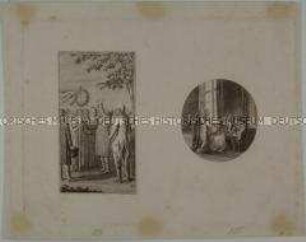 Titelvignette und Titelkupfer zum zweiten Teil von "Julchen Grünthal" in der Ausgabe von 1798 - unzerschnittener Papierbogen