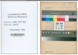 Entnazifizierung Otto Lohenstein , geb. 19.08.1896 (Lehrer)