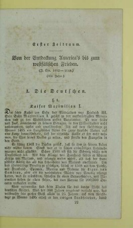 Erster Zeitraum. Von der Entdeckung America's bis zum westfälischen Frieden. (J. Chr. 1492 - 1648.) (156 Jahre.)