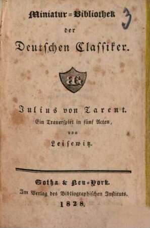 Julius von Tarent : ein Trauerspiel in fünf Acten