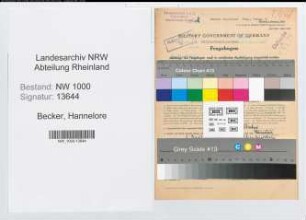 Entnazifizierung Hannelore Becker, geb. 05.04.1920 (Postangest.)