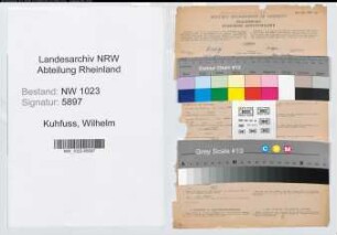 Entnazifizierung Wilhelm Kuhfuss , geb. 24.07.1901 (Lokomotivfuehrer)
