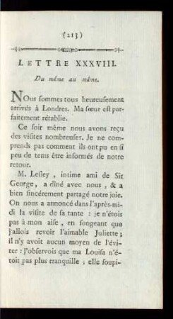 Lettre XXXVIII. Du même au même.