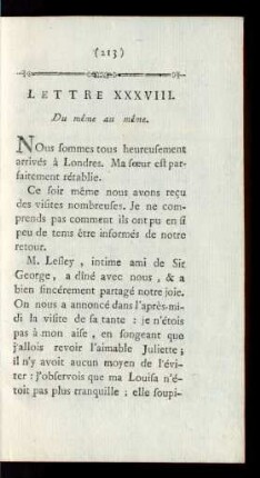 Lettre XXXVIII. Du même au même.
