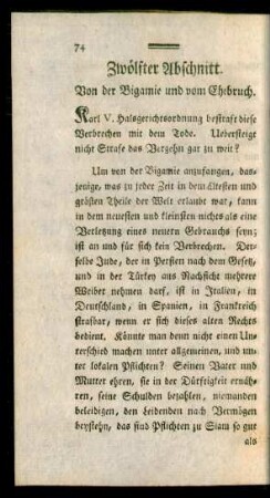 Zwölfter Abschnitt. Von der Bigamie und vom Ehebruch