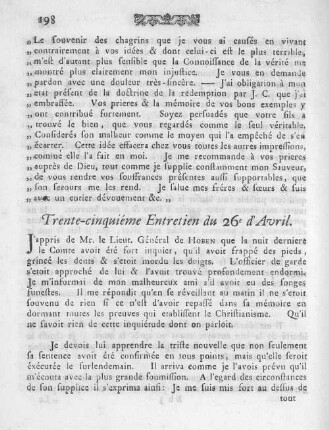 Trente-cinquiéme Entretien du 26e d'Avril.