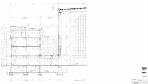 Stuttgart Hbf: Empfangsgebäude Reisezentrum Schnitt Eckbau,Lichthof